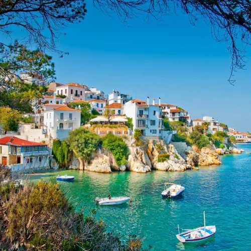 the Old part in town of island Skiathos in Greece